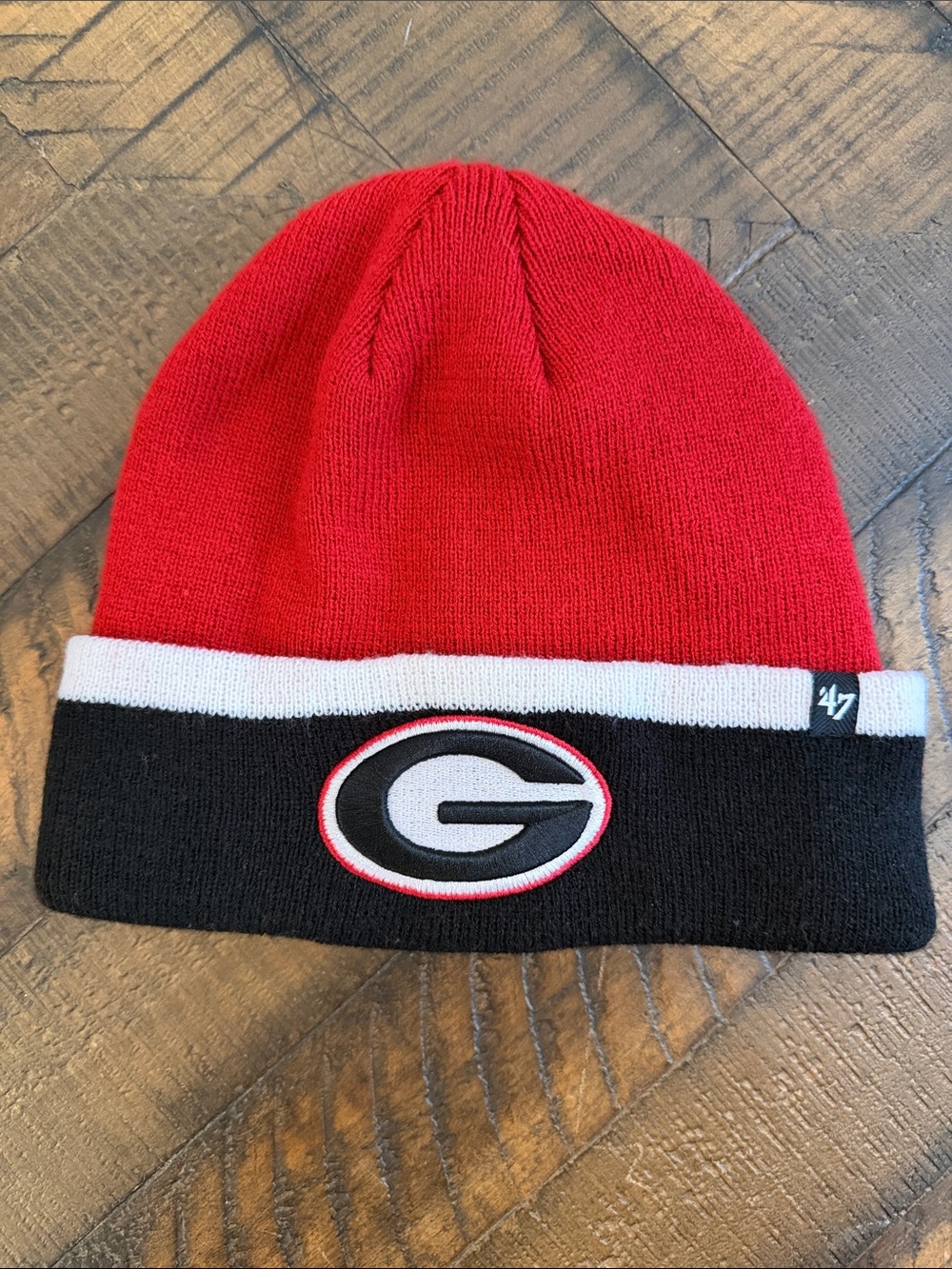 47 Georgia Bulldogs Red, Black & White Cuffed Knit Beanie